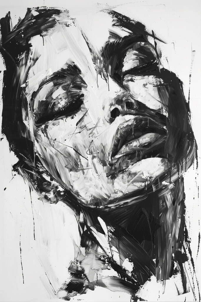 A painting of a woman's face A painting of a woman's face