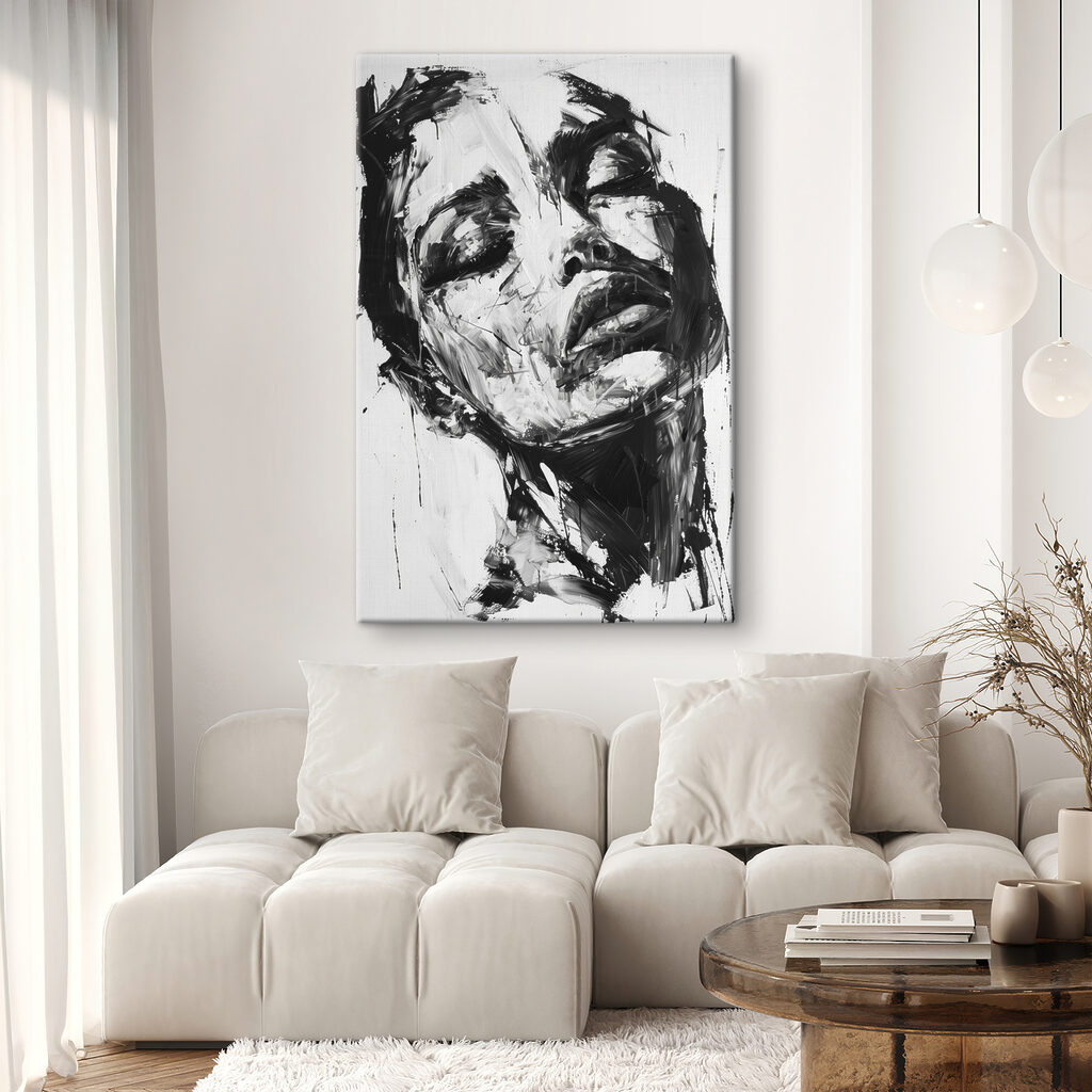 A painting of a woman's face A painting of a woman's face