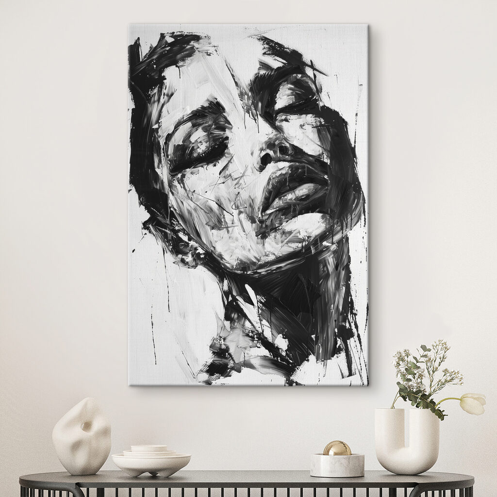 A painting of a woman's face A painting of a woman's face