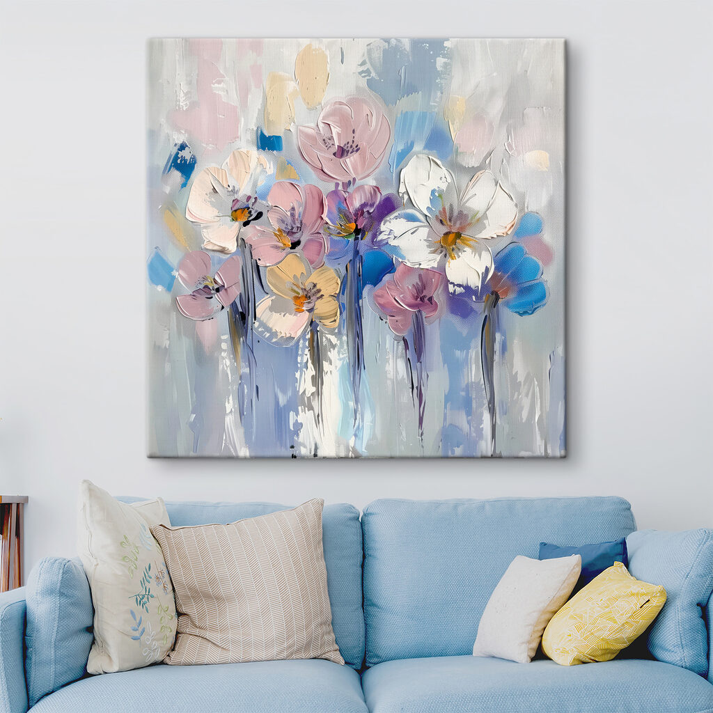 A painting of flowers on a white background A painting of flowers on a white background