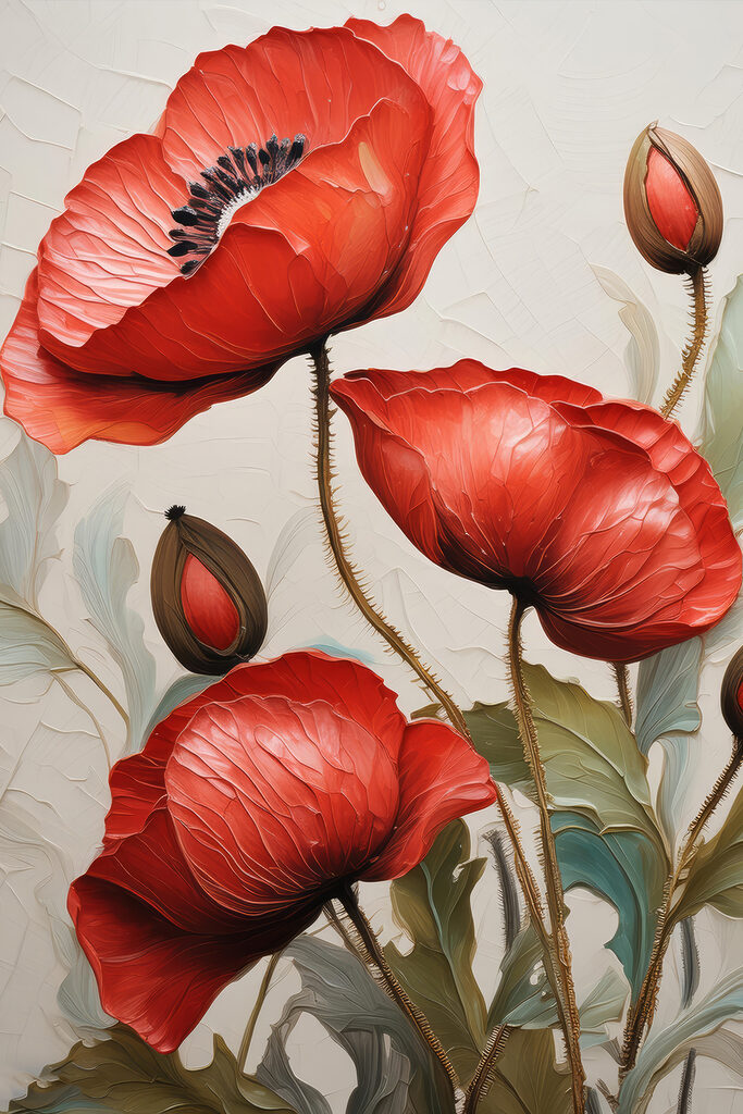 A painting of red flowers