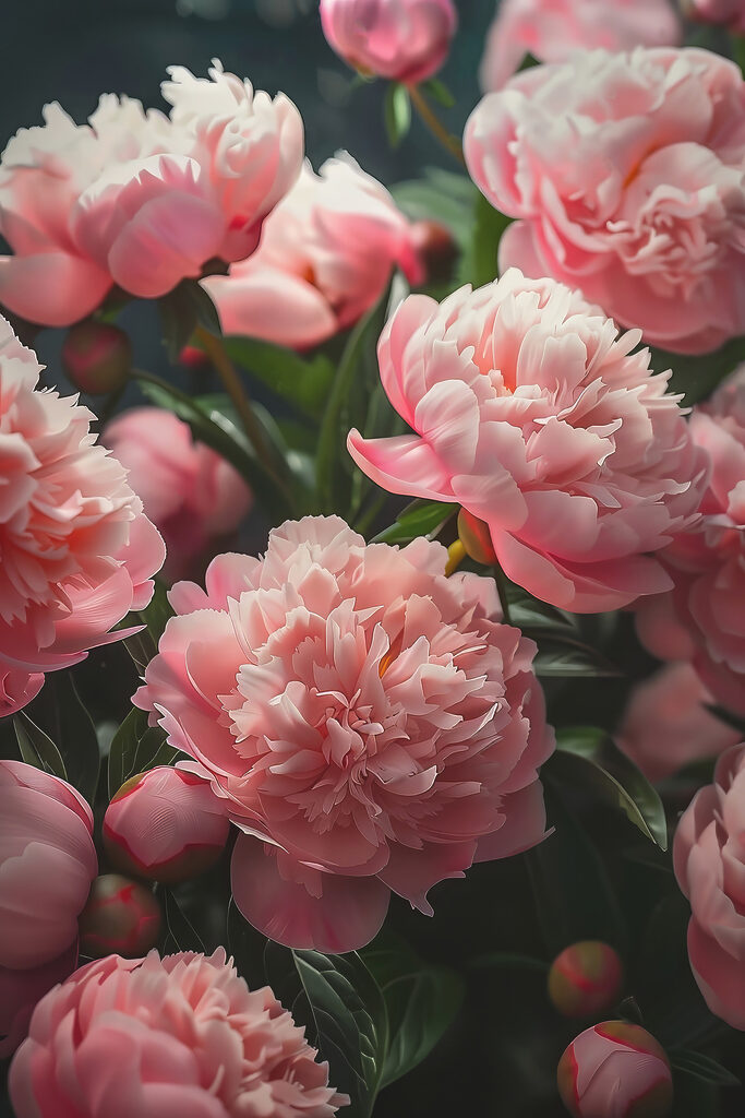 A group of pink flowers