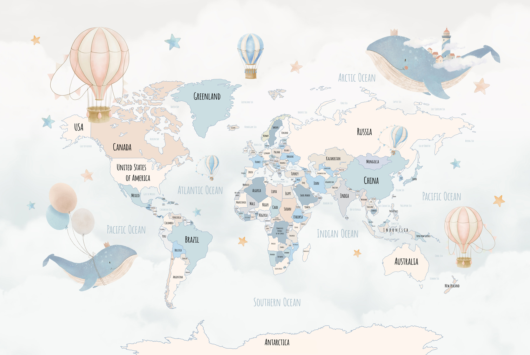 w00680v2p - Карта світу на повітряних кулях - tegory