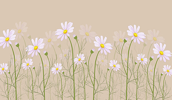 A group of flowers on stems