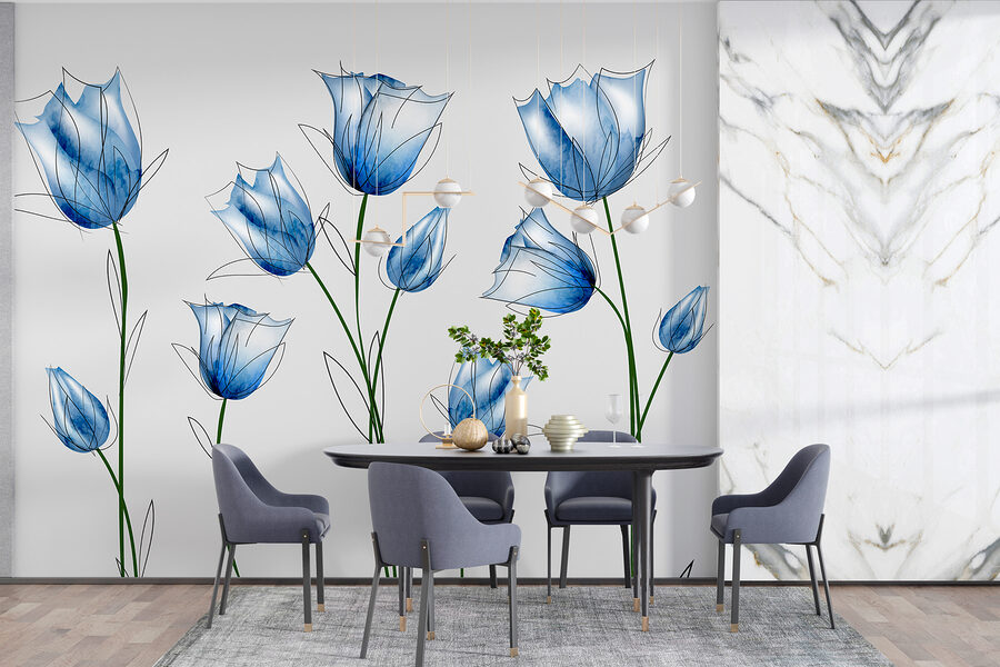 A group of blue flowers A group of blue flowers