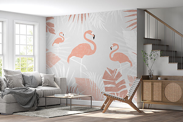 A pink flamingos and leaves A pink flamingos and leaves