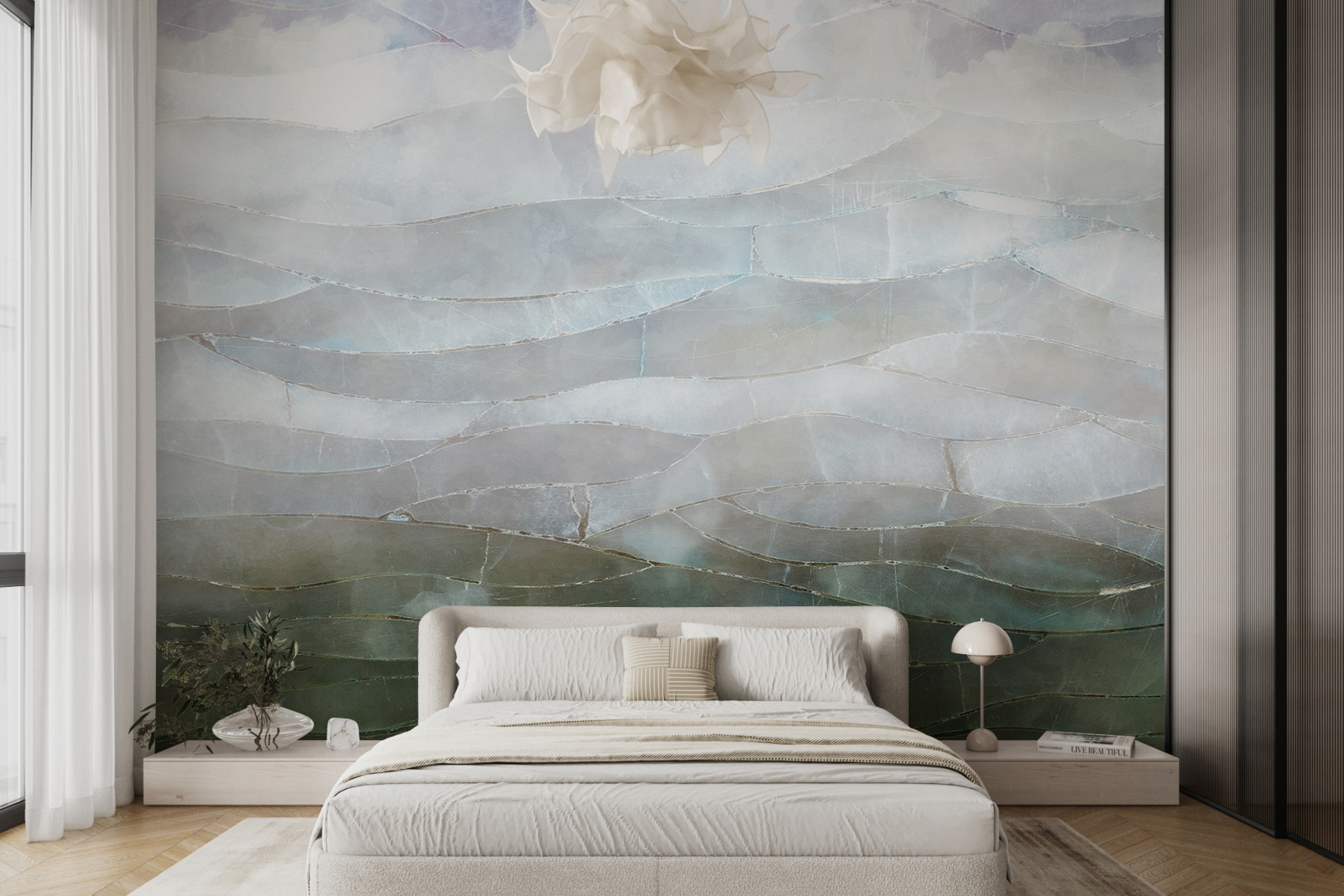 A glass with a pattern of clouds A glass with a pattern of clouds