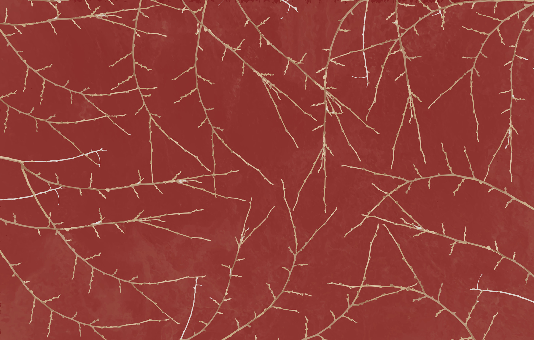 A red background with branches