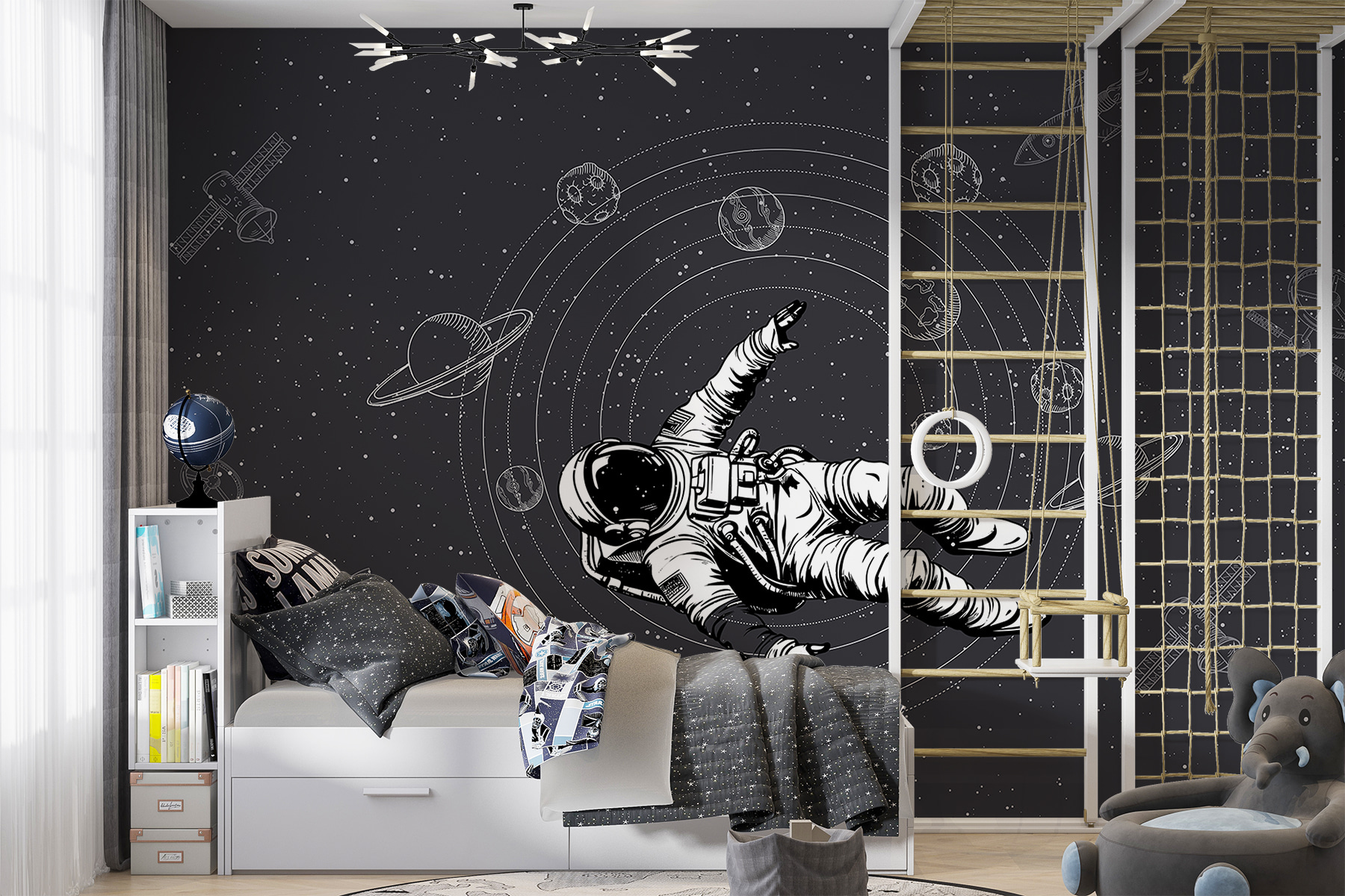 An astronaut floating in space An astronaut floating in space