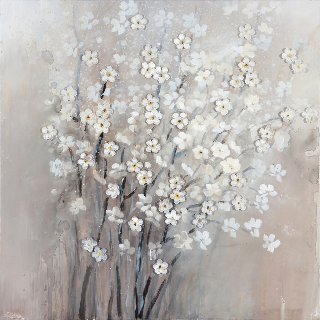 A painting of white flowers