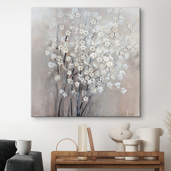 A painting of white flowers