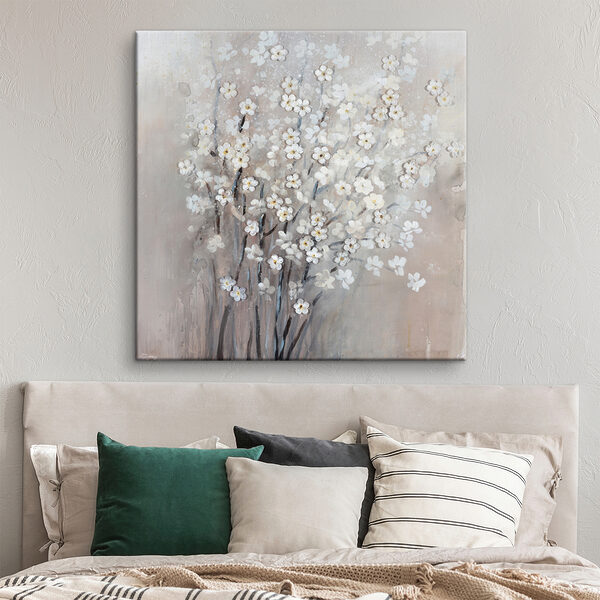 A painting of white flowers