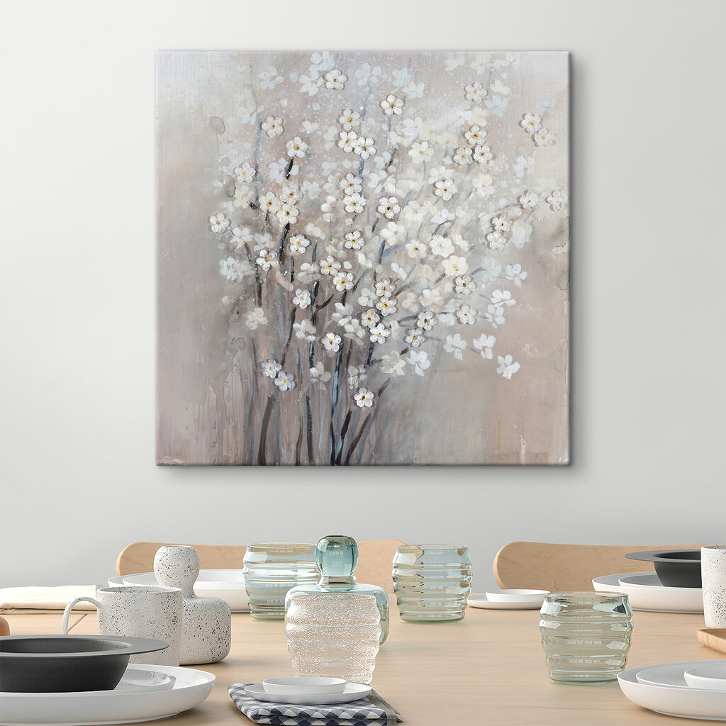A painting of white flowers