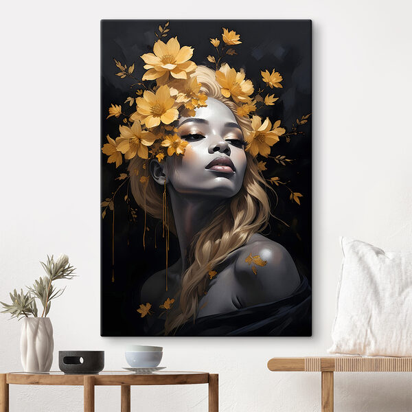 A woman with flowers in her hair
