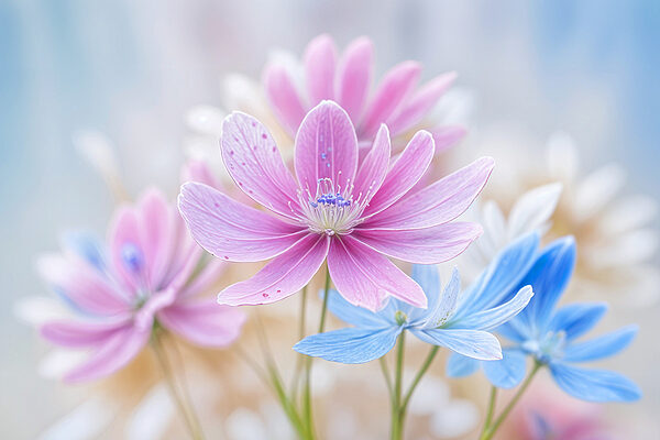 Delicate blooms in soft pastel colors