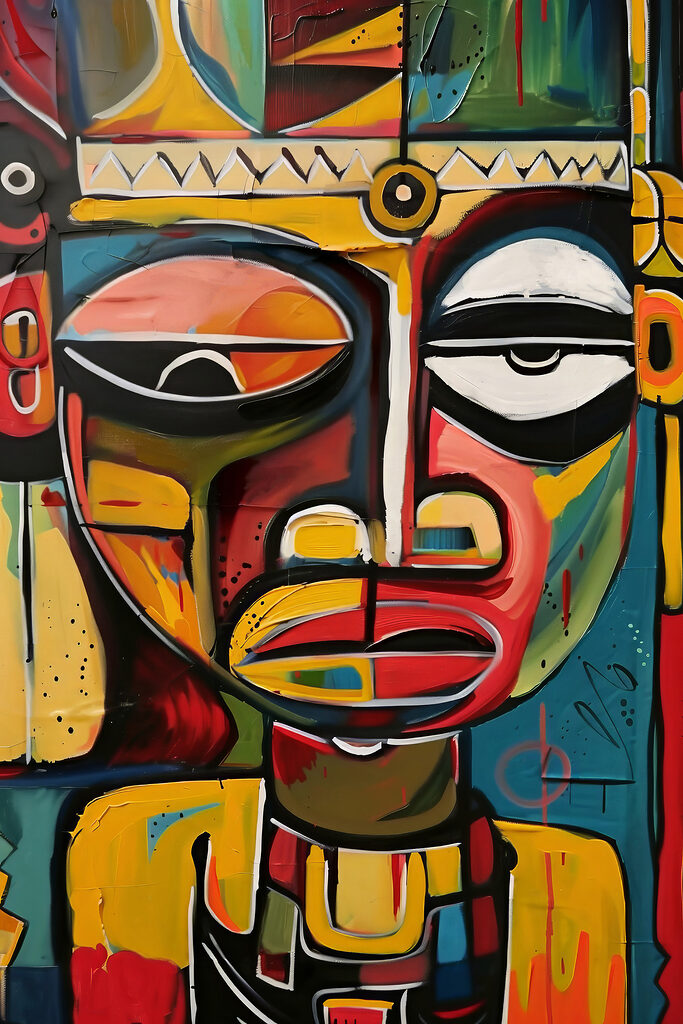 A painting of a man's face A painting of a man's face