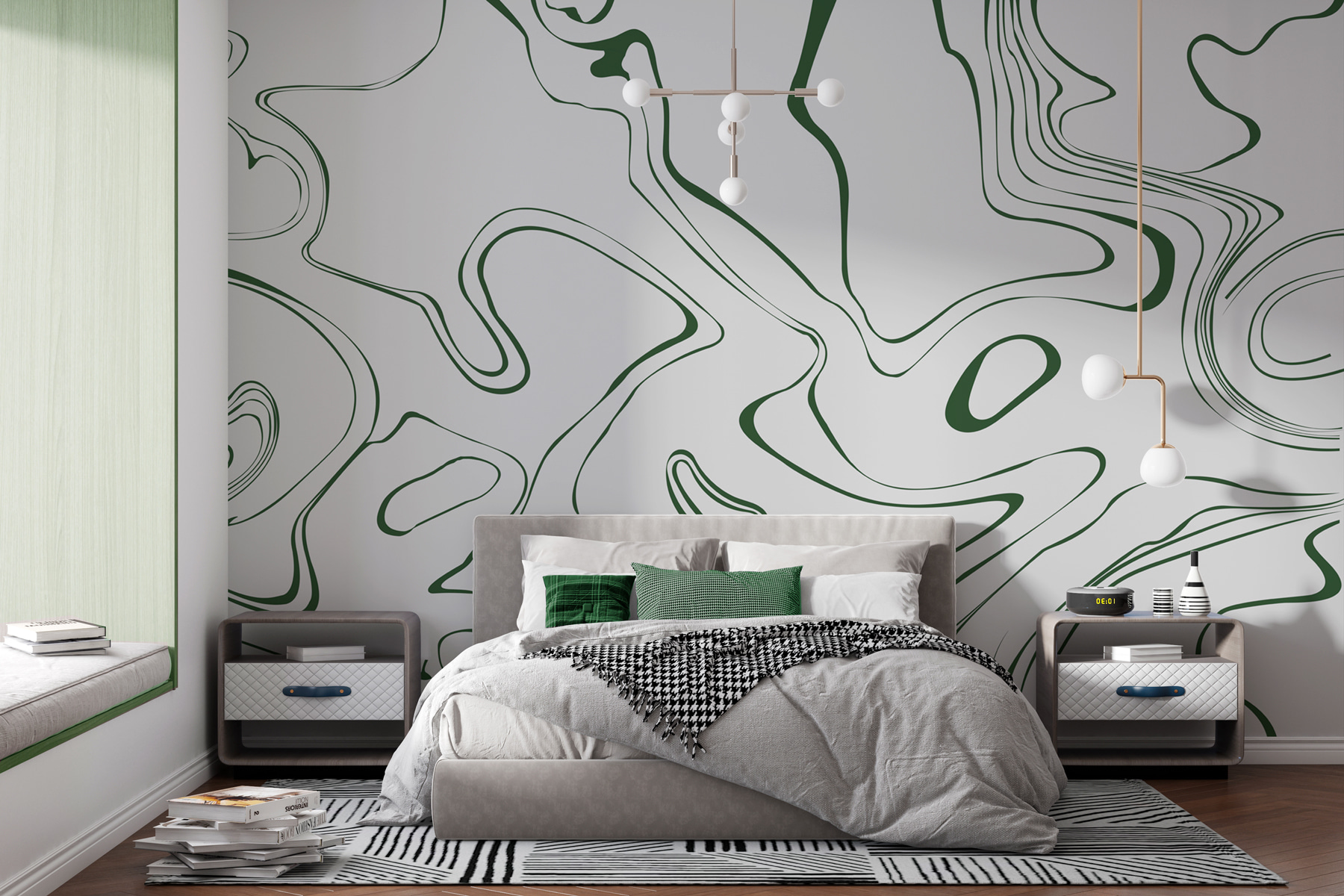 A green and white swirls