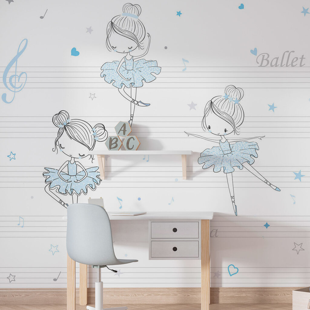 A group of ballet dancers on musical notes