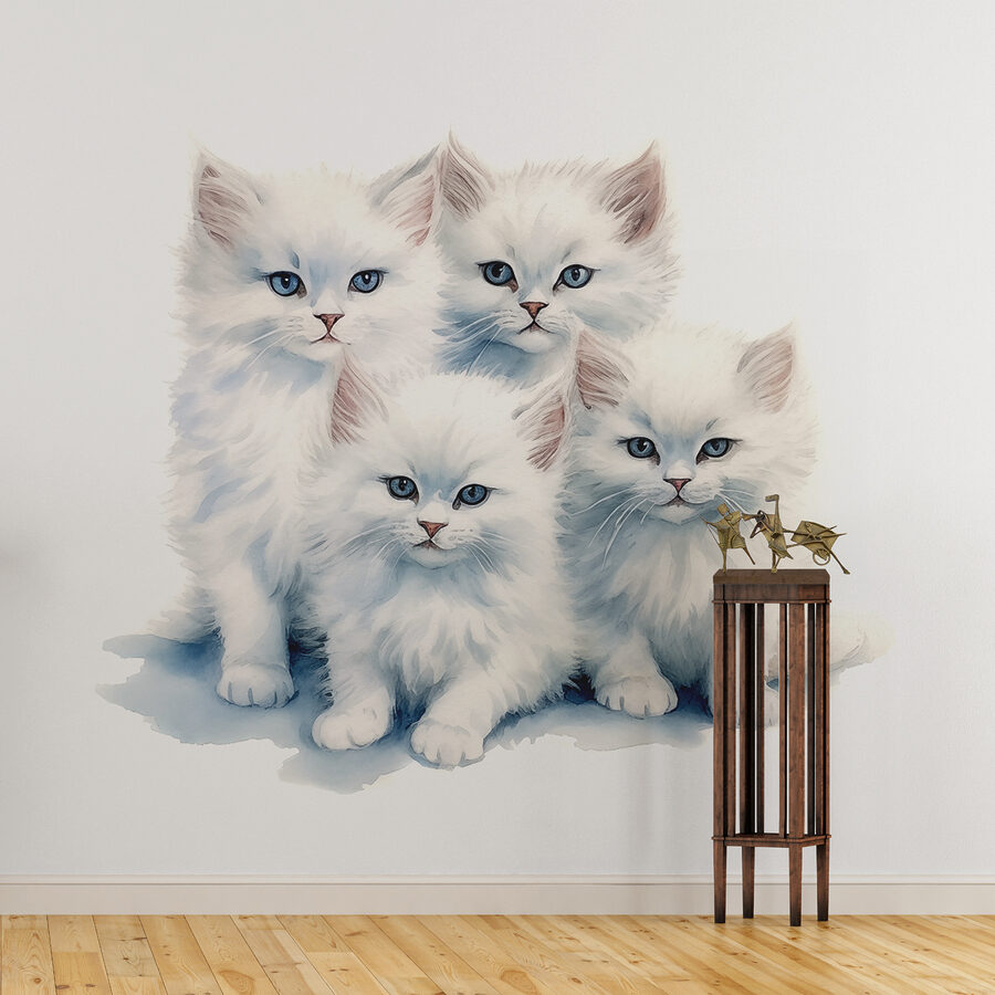 Фотошпалери Група білих кошенят