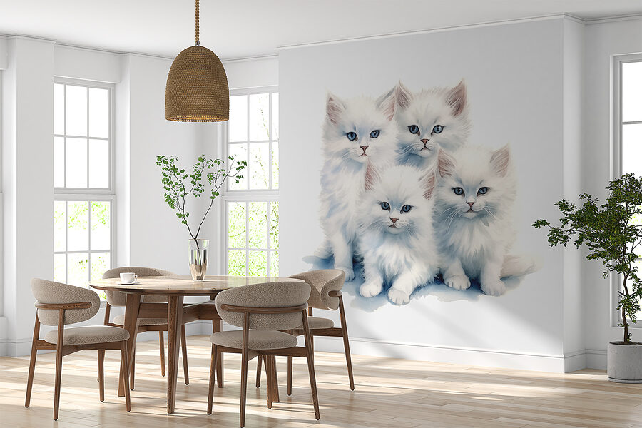 Фотошпалери Група білих кошенят - Зображення 2