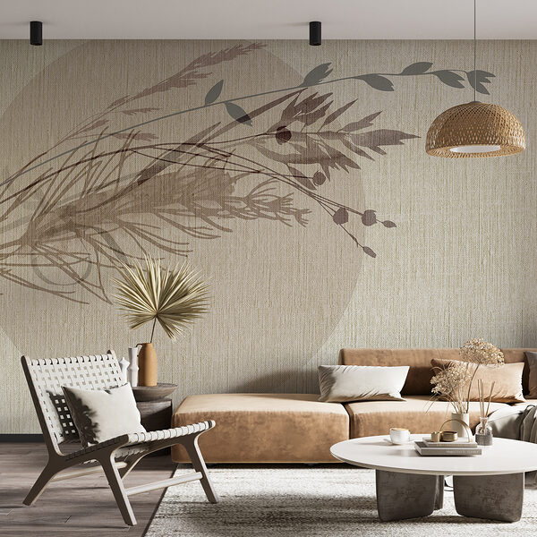 Фотошпалери Ніжні візерунки листя на фактурному тлі