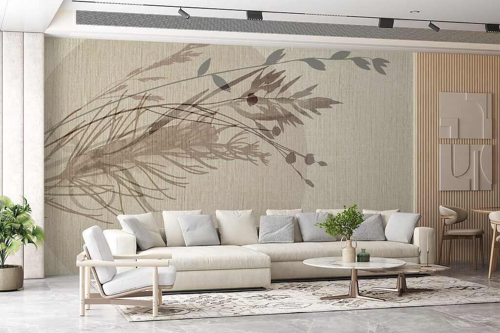 Delicate leaf patterns on textured background