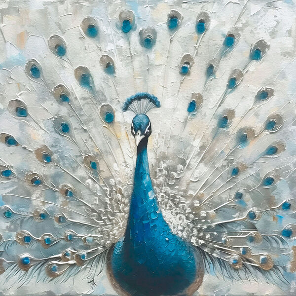 A painting of a peacock