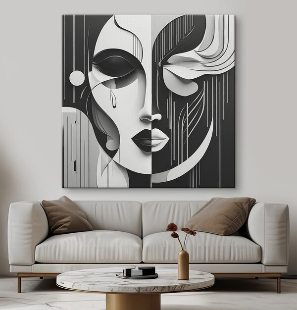 A black and white image of a woman's face A black and white image of a woman's face