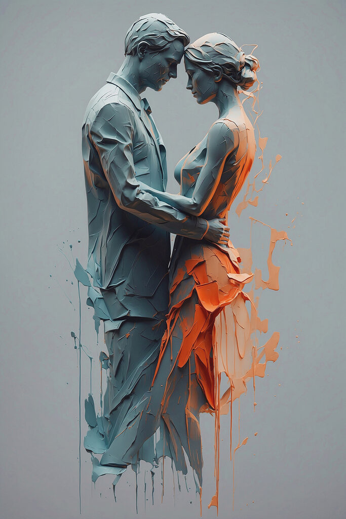A man and woman painted in paint
