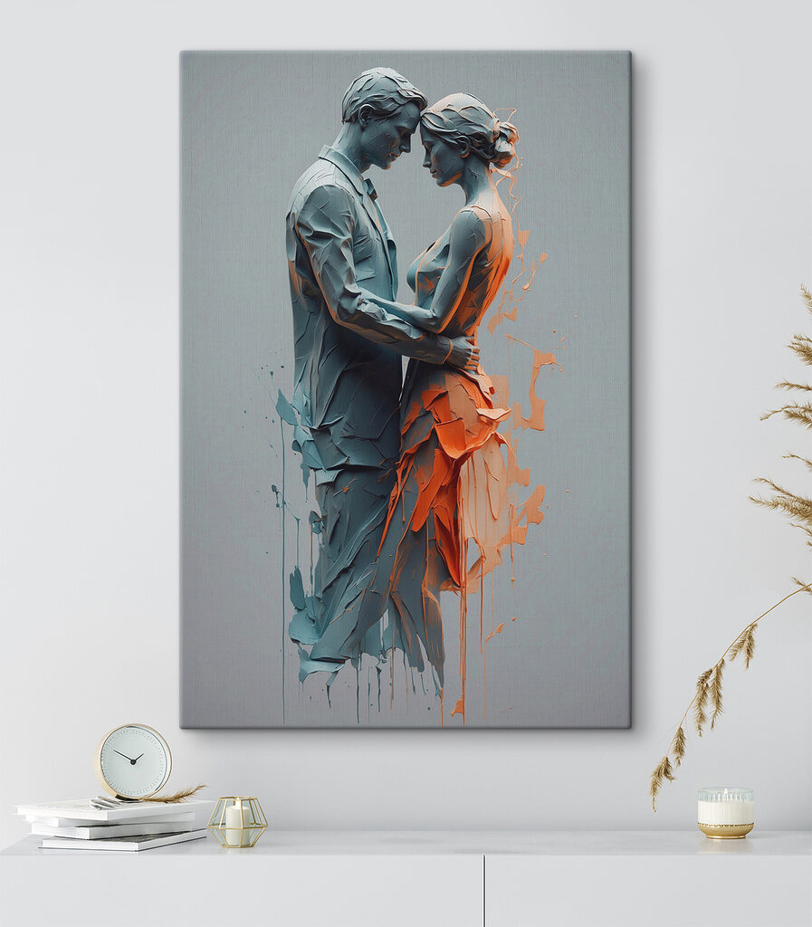 A man and woman painted in paint