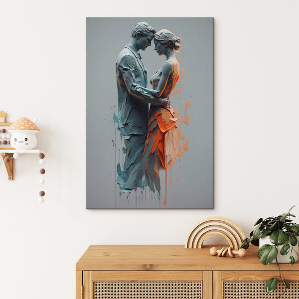 A man and woman painted in paint