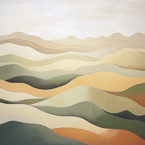 A painting of a desert landscape