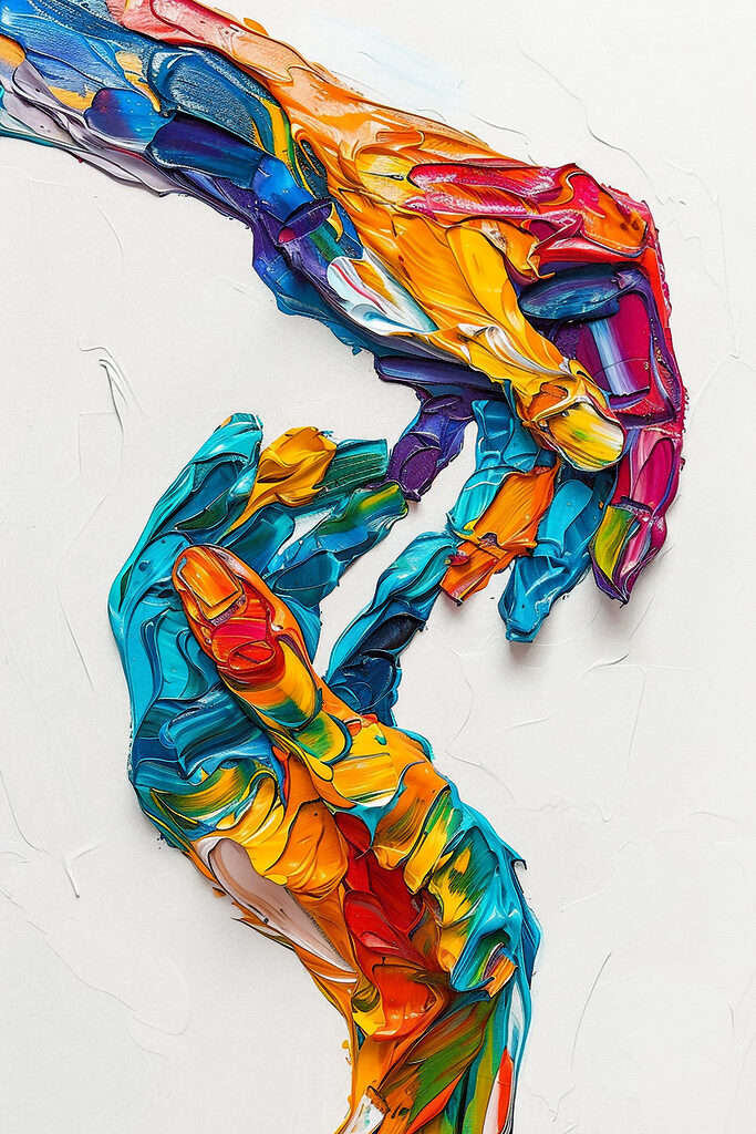 A hand painted with different colors