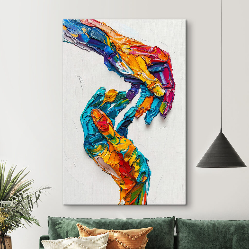 A hand painted with different colors