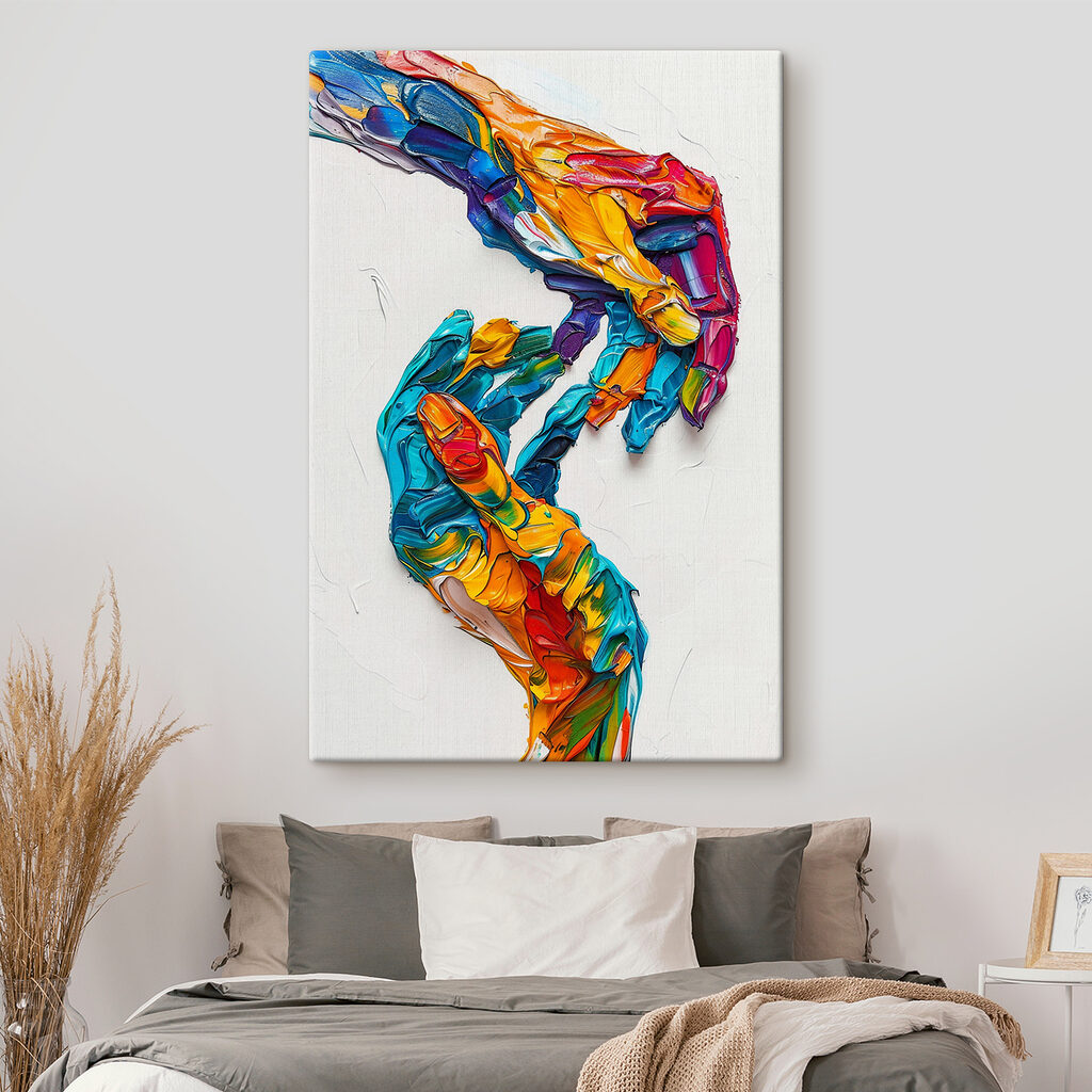 A hand painted with different colors