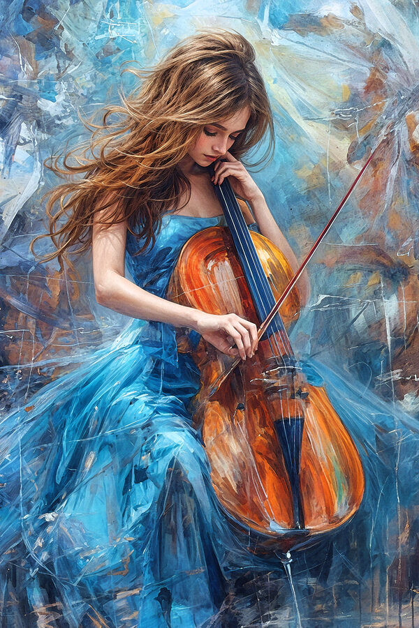 A woman playing a cello