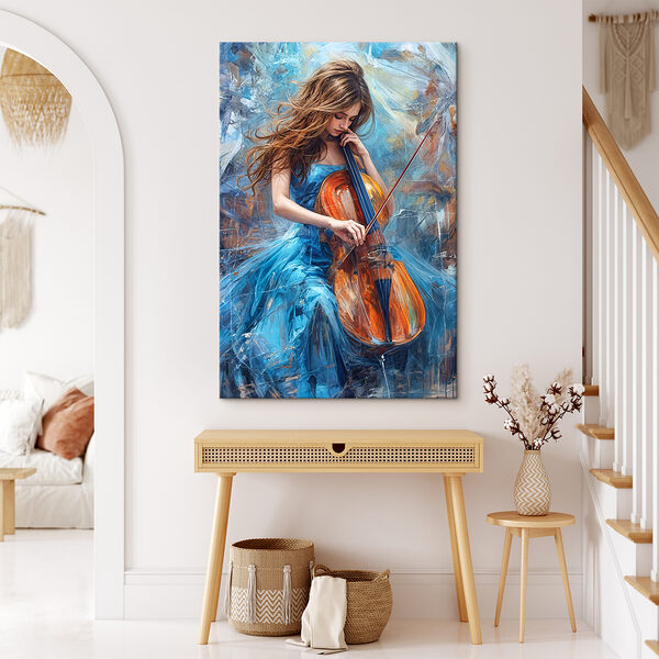 A woman playing a cello