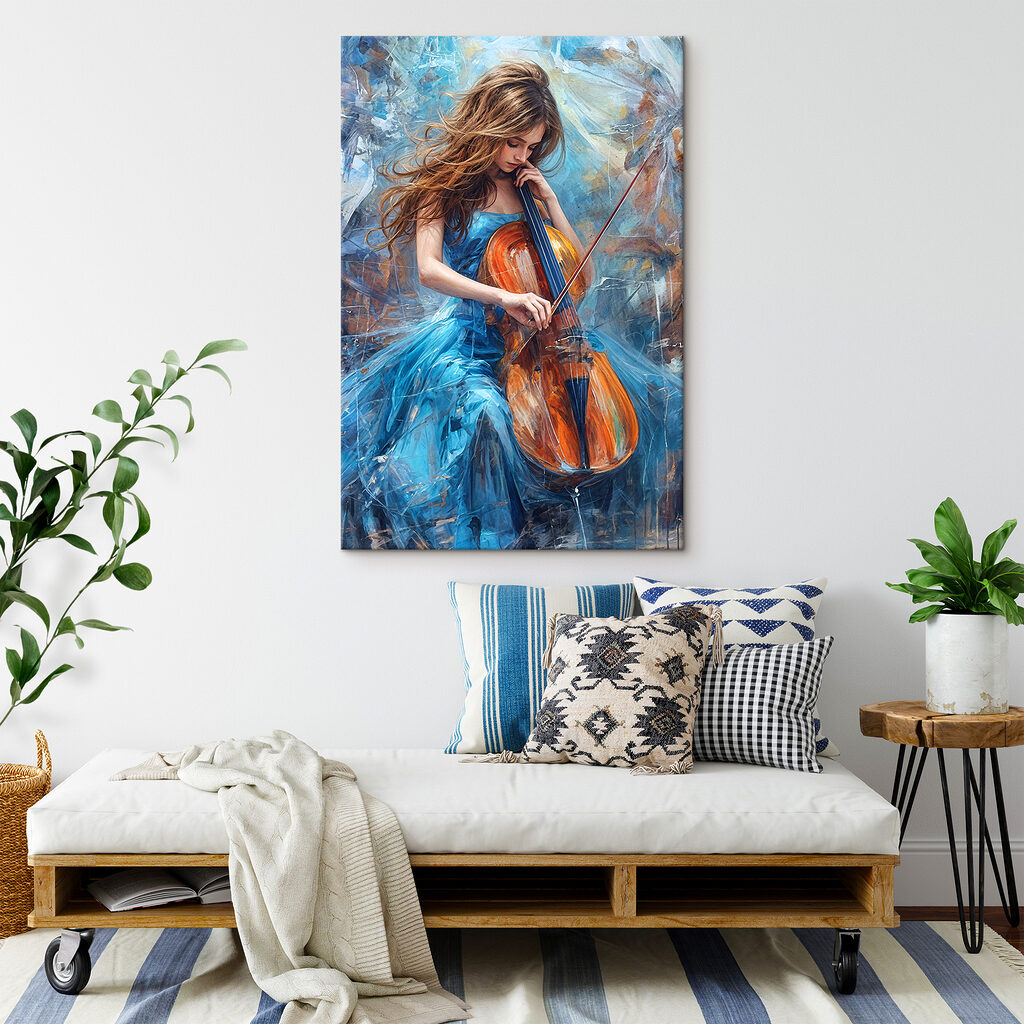A woman playing a cello