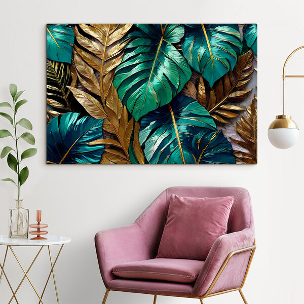 Tropical leaves in vibrant colors