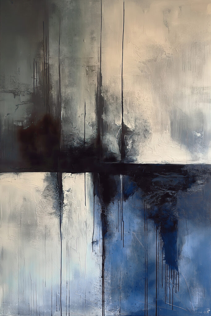A painting of a black and white square