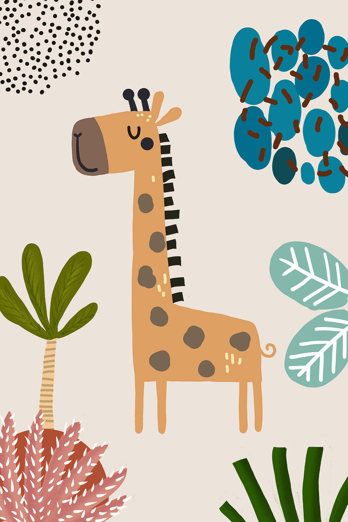 A giraffe and a tree