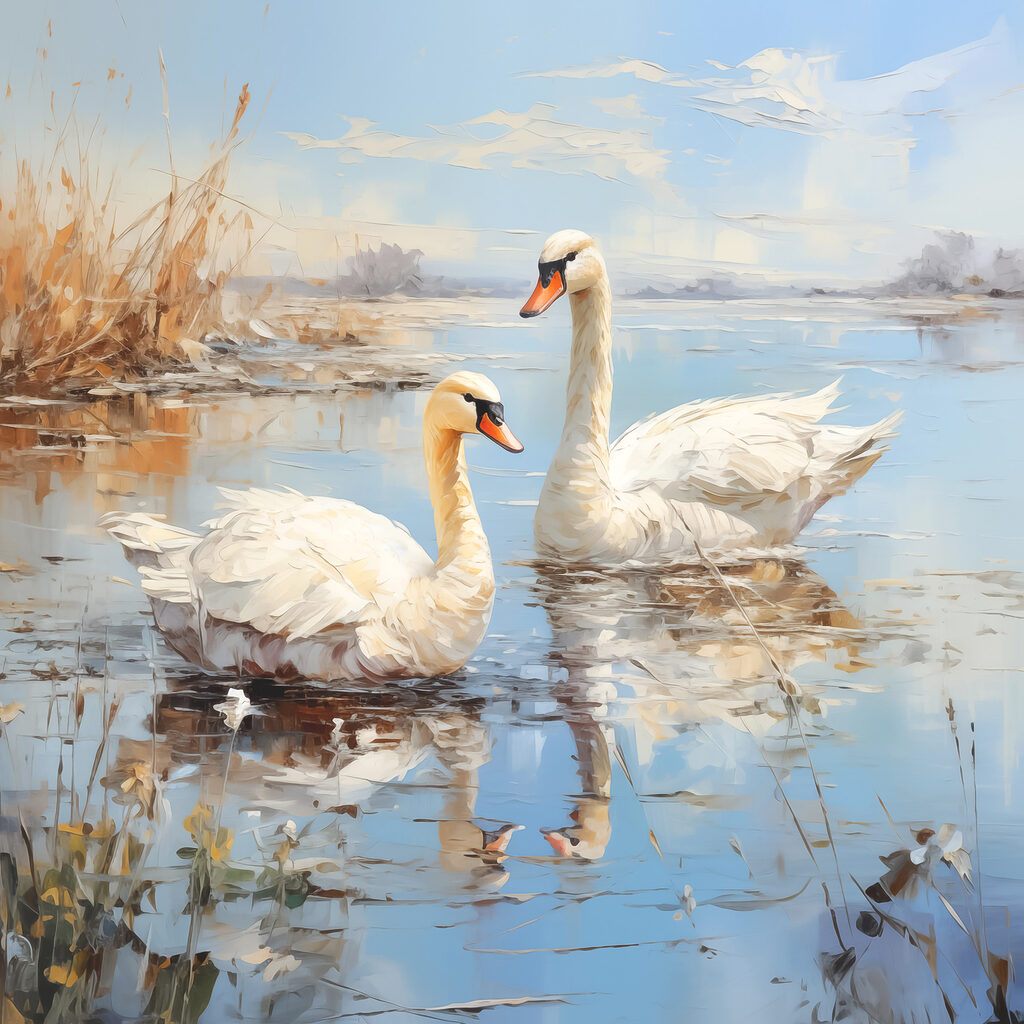 Two swans in a lake