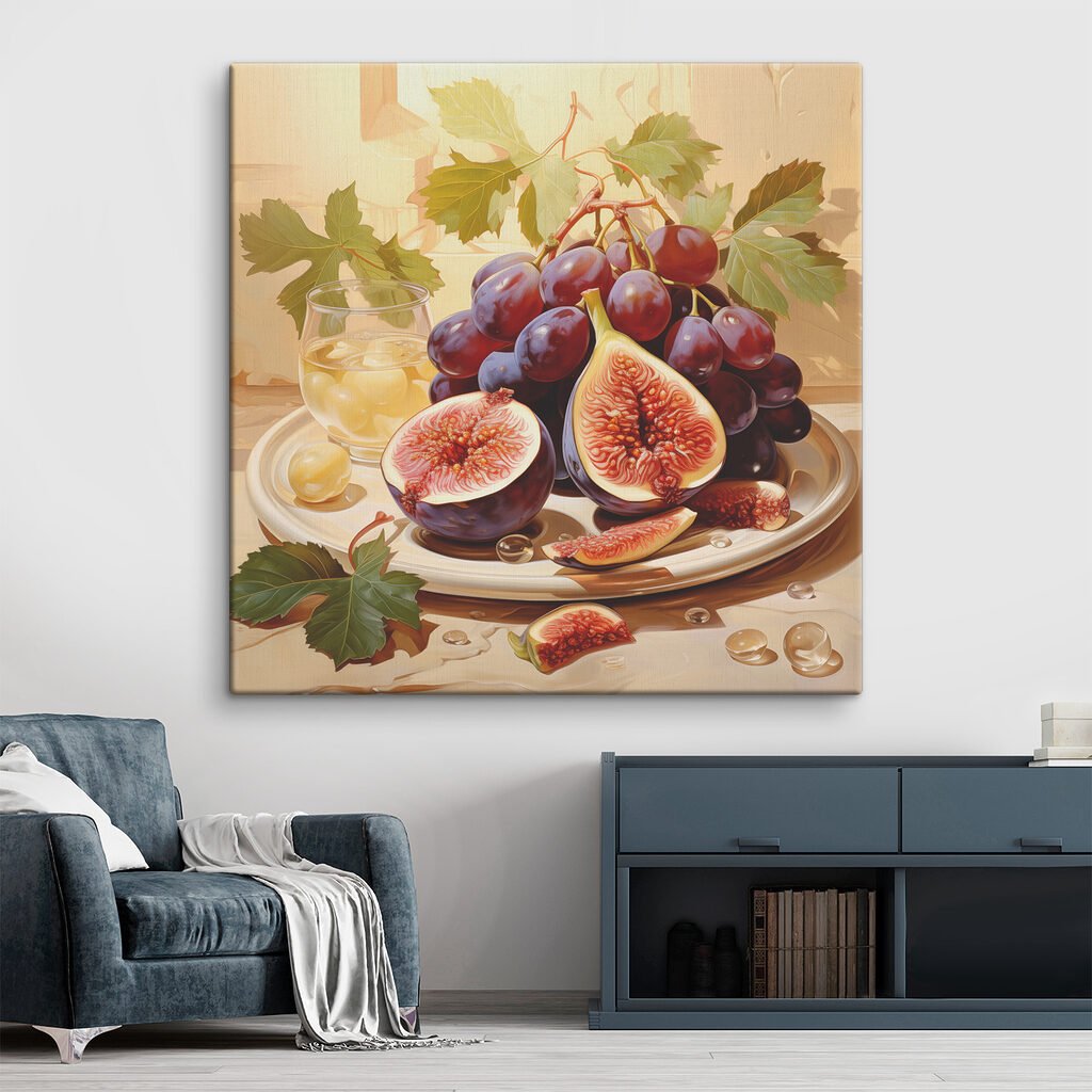 A plate of figs and grapes