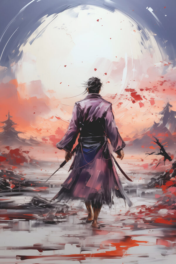 A man in a robe walking in a desert