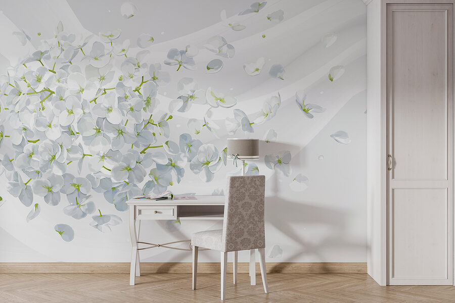 A white flowers flying in the air A white flowers flying in the air