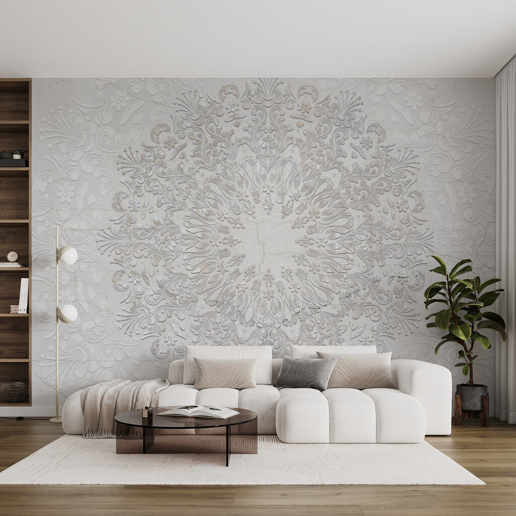 A white and grey circular pattern