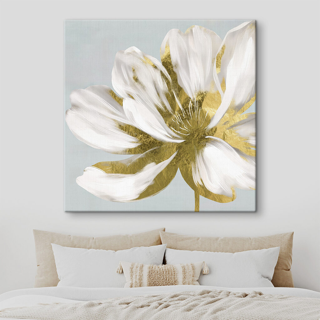 Elegant white petal with metallic accents Elegant white petal with metallic accents