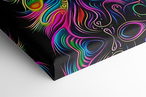 A colorful cat with a black background A colorful cat with a black background