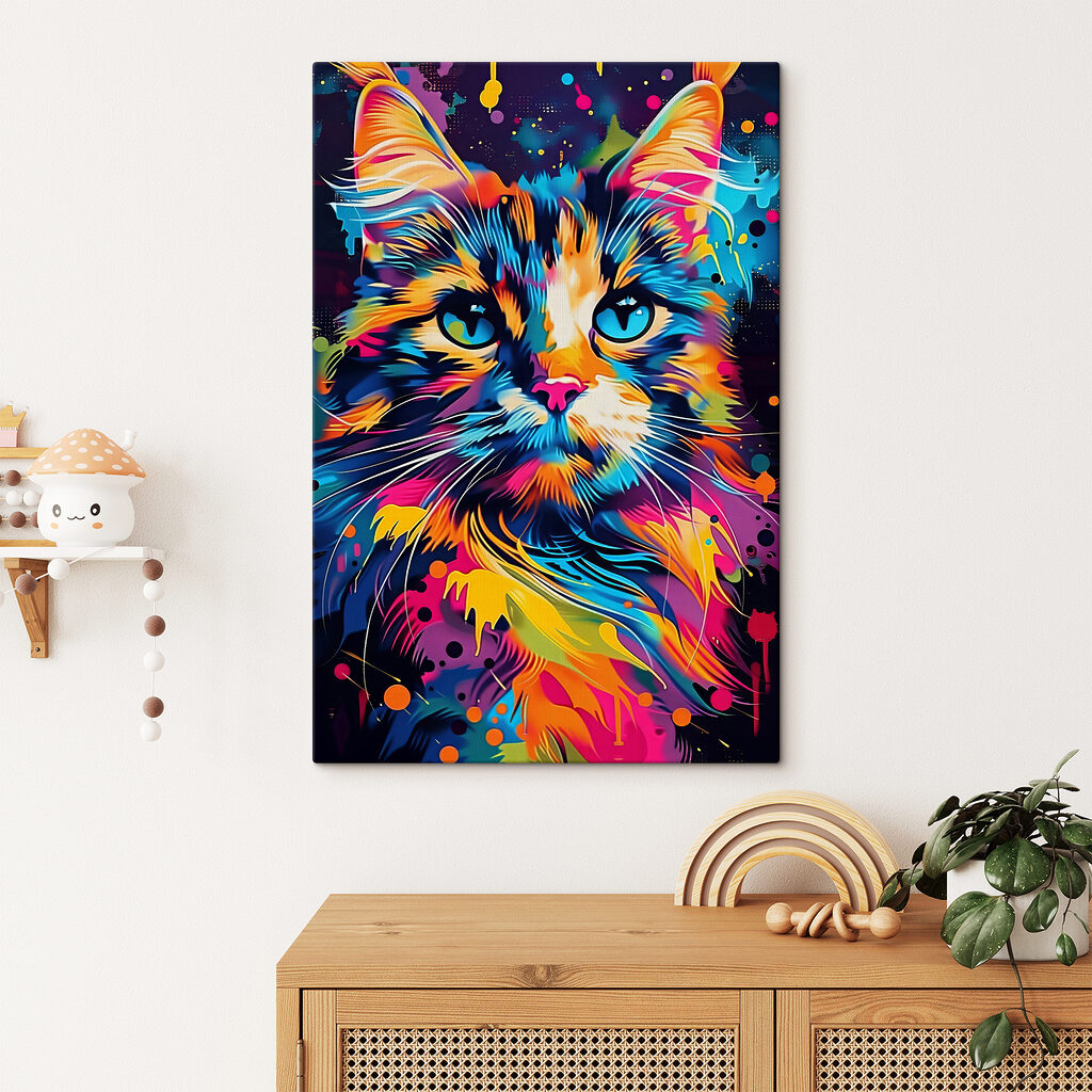 A colorful cat with blue eyes A colorful cat with blue eyes