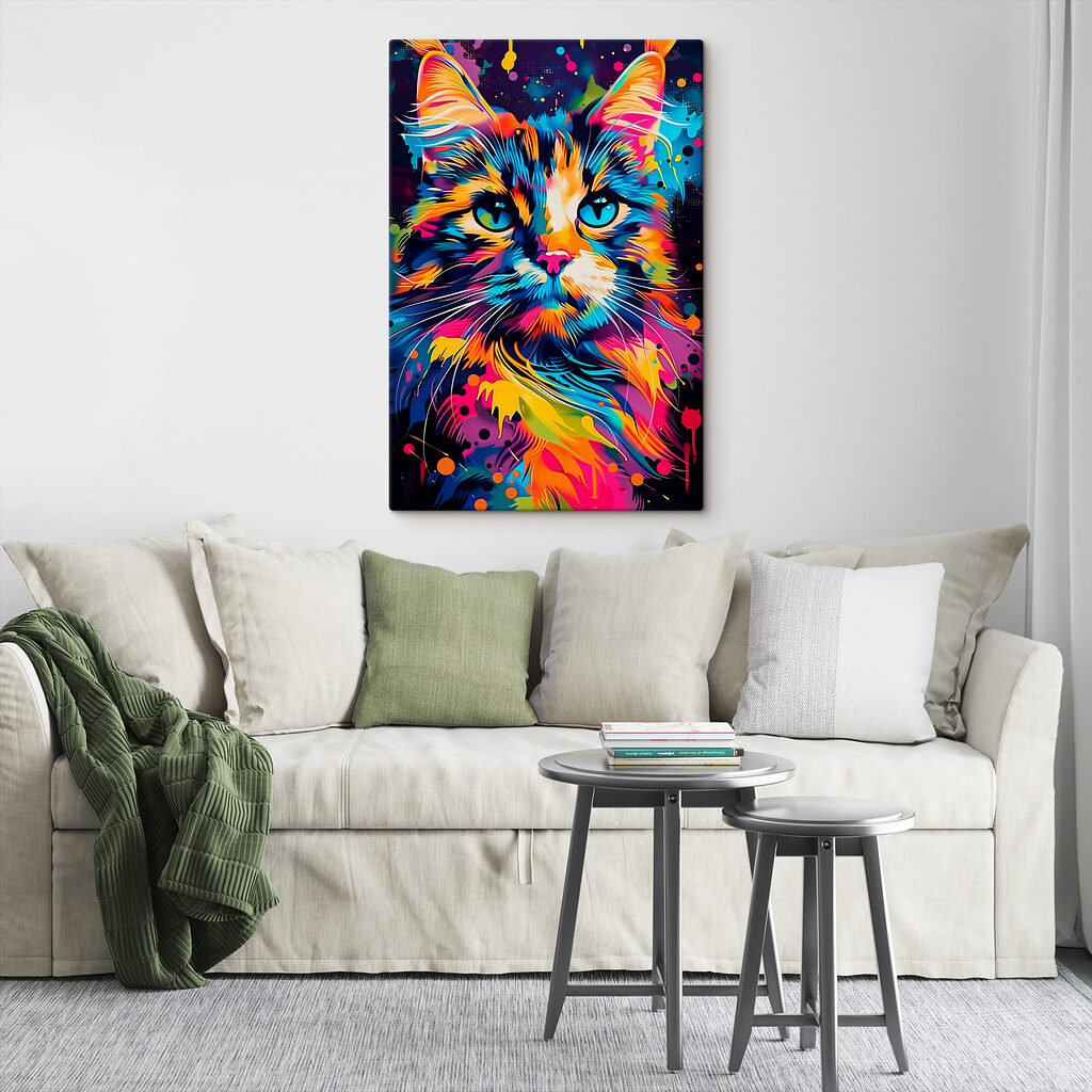 A colorful cat with blue eyes A colorful cat with blue eyes